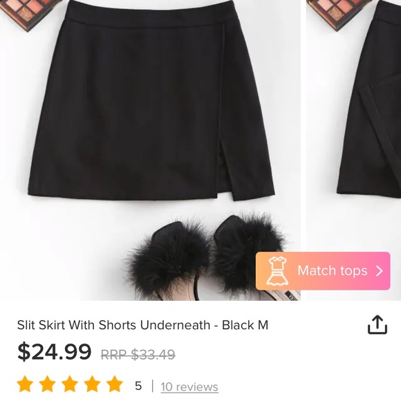 Black Mini Skirt with Built-in Shorts - Picture 4 of 7